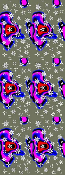 Raster illüstrasyonundaki çiçek desenli çizim. Yeşil renkli çiçekler. Renkli Bahar Teması eskiz kalıbı. Düz Çiçek Elementleri Tasarımı.