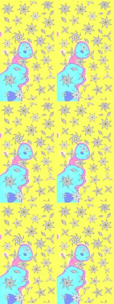 Küçük çiçekteki sevimli çiçek deseni. Raster deseni. Nazikçe, sarı renkte yaz çiçekleri. Raster illüstrasyonu.