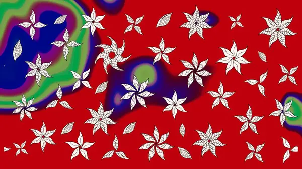 Çiçekli karalama şeklinde Raster çiçek deseni. Nazik, narin çiçek arkaplanı. Kırmızı renkte çiçekler.