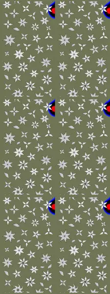 Klasik çiçekler. El çizimi, soyut ve süslü elementler. Yaz çiçekleri teması. Yeşil renkler. Suluboya resim taklit Raster illüstrasyonu.