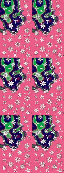 Güzel karalamalı çiçek desenli çizim. Güzel kumaş deseni. Küçük çiçekteki sevimli çiçek deseni. Raster illüstrasyonu.