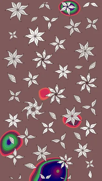 Güzel kumaş deseni. Düz Çiçek Elementleri Tasarımı. Raster illüstrasyonundaki çiçek desenli çizim. Renkli Bahar Teması çizim şablonu.