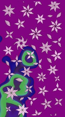 El çizimi, soyut ve süslü elementler. Yaz çiçekleri teması. Suluboya resim taklit Raster çizimi. Mor renkler. Klasik çiçekler..