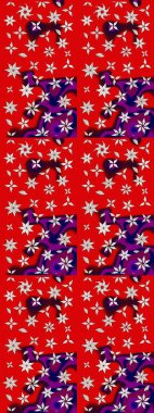 Çiçekli eskiz çizimi. Kırmızı renkte çiçekler. Renkli Yaz Temalı eskiz kalıbı. Düz Çiçek Elementleri Tasarımı.