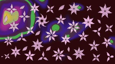 Çiçek deseni. Renkli Bahar Teması eskiz kalıbı. Chichi 'nin kumaş kalıbını çiz. Düz Çiçek Elementleri Tasarımı. Raster illüstrasyonu.