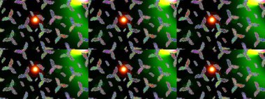 Soyut mandala veya kaprisli kar tanesi içini kaplamak sanat çizmek. Renkli arka plan üzerinde izole sevimli kar taneleri. Raster illüstrasyon.