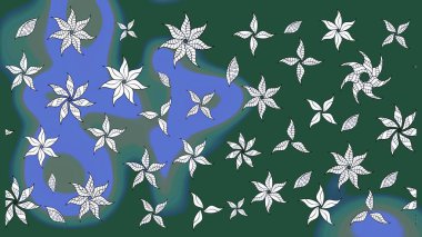 Suluboya çiçekli çiçek deseni. Raster illüstrasyonu. Yeşil renkli Asyalı tekstil.
