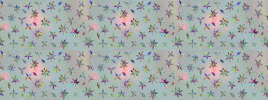 Çiçekli ipek eşarp. Retro tekstil tasarım koleksiyonu. Gri üzerine gri. 1950-1960 motifleri. El çizimi çiçek elementleri ile soyut çizim raster deseni.