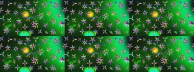 Klasik çiçekler. El çizimi, soyut ve süslü elementler. Yeşil renkler. Suluboya resim taklit Raster çizimi. Yaz çiçekleri teması.