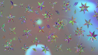 Renkli Bahar Teması eskiz kalıbı. Raster Şirin kumaş deseni. Düz Çiçek Elementleri Tasarımı. Eskiz klasiği.