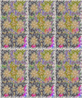 Süslü raster dekorasyonu. Gri renkli ve altın elementli altın desenli. Barok biçiminde duvar kağıdı tasarımı için şablon çizimi arkaplanı.