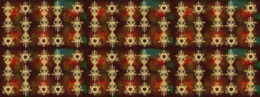 Kar taneli, kahverengi, yeşil ve kırmızı renkler. Raster Noel soyut renkli arka plan ve tatlı kar tanesi. Raster illüstrasyonu.