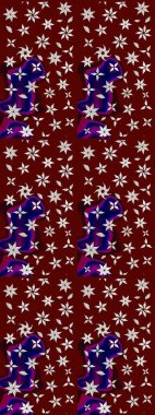 Kırmızı renkte etnik çiçeklerle süslenmiş zarif bir eskiz şekli. Raster Çiçek İllüstrasyonu güzel tekstil..