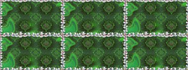 Çiçek süsü ile kusursuz desen. Yeşil renkli çiçekler. Raster illüstrasyonu.