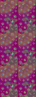 Nazik, narin çiçek arkaplanı. Çiçekli karalama şeklinde Raster çiçek deseni. Mor renkte çiçekler.