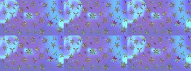 Çiçeksel çizim kalıbının yansıması. Vadinin çiçekleri menekşe renklerinde.