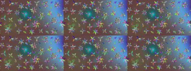 Yumuşak, bahar çiçekli arka plan. Çiçekli karalama şeklinde Raster çiçek deseni. Kahverengi renkte çiçekler.