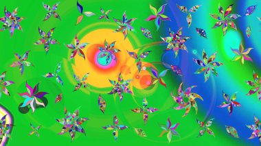 Düz Çiçek Elementleri Tasarımı. Raster Illustrasyon 'daki Çiçek Deseni' nin son moda çizimi. Renkli Yaz Temalı eskiz kalıbı. Güzel kumaş deseni.