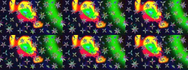 Raster Çiçek İllüstrasyonu 'nun şirin tekstili. Gri renkli etnik çiçeklerle zarif eskiz deseni.