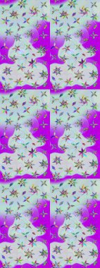 Renkli Bahar Teması eskiz kalıbı. Düz Çiçek Elementleri Tasarımı. Raster..