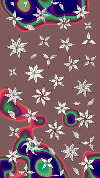 Kahverengi renkte çiçekli çiçek deseni. Suluboya tarzında kahverengi renkte çiçekler.