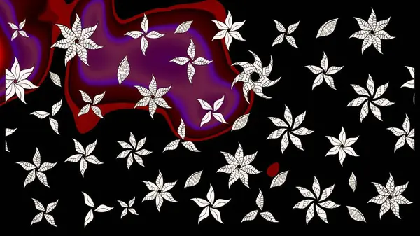 Üzerinde gelincikler ve vadi zambakları olan renkli çiçek desenli nakış deseni. Tekstil tasarımı için siyah renkli geleneksel halk çiçekleri buketi.