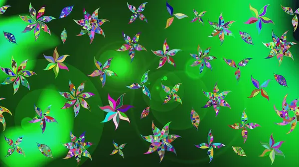 Yeşil renkli çiçekler. Raster illüstrasyonu. Çizim çiçek deseni duvar kağıdı için kullanılabilir.