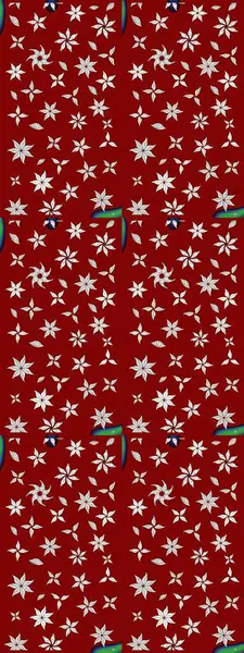 Küçük çiçekteki sevimli çiçek deseni. Bir sürü kırmızı ve soyut çiçekli tropik eskiz deseni. Renkli raster çizimi çizimi.