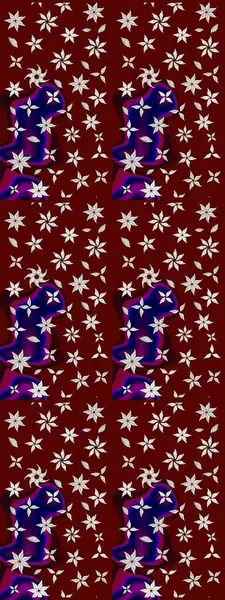 Kırmızı renkte etnik çiçeklerle süslenmiş zarif bir eskiz şekli. Raster Çiçek İllüstrasyonu güzel tekstil..