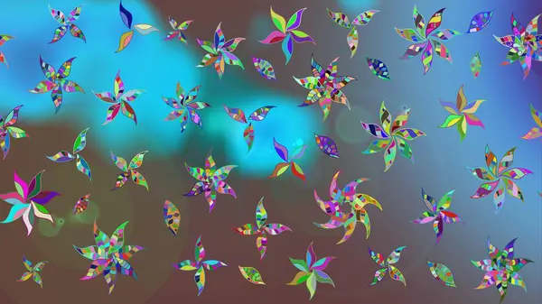 Raster illüstrasyonundaki çiçek desenli çizim. Düz Çiçek Elementleri Tasarımı. Güzel kumaş deseni. Renkli Bahar Teması çizim şablonu.