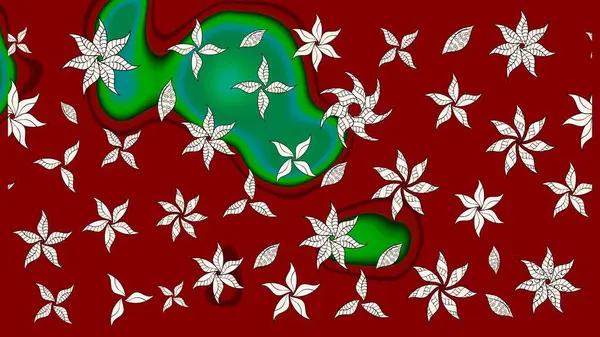 Raster illüstrasyonundaki çiçek desenli çizim. Kırmızı renkte çiçekler.