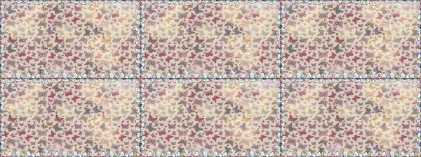 Kart, baskı ve davetiye için basit kadınsı bir model. Raster illüstrasyonu. Robot resim. Gri ve nötr arka planda renkli kelebek koleksiyonu. Kağıt, kumaş ve ambalaj için uygun.