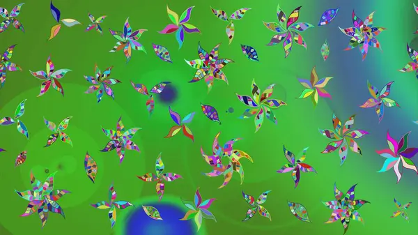 Tekstil ve kapak tasarımı için mükemmel. Elle çizilmiş sonbahar çiçeği deseni. Doodle tarzı. Renkli yeşil çizim kalıbı. Yeşil renkte çiçekler.