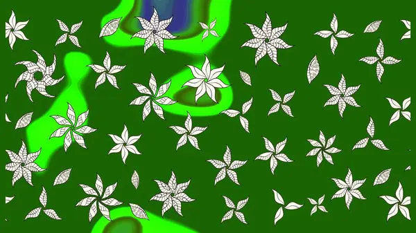 Suluboya çiçekli çiçek deseni. Raster illüstrasyonu. Yeşil renkte güzel tekstil.