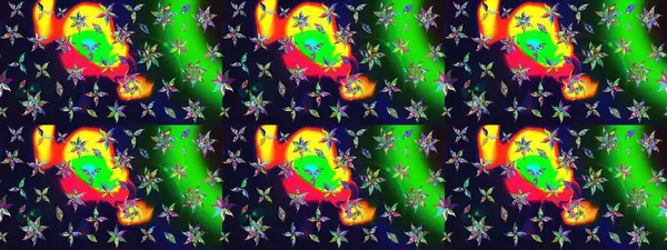 Raster Çiçek İllüstrasyonu 'nun şirin tekstili. Gri renkli etnik çiçeklerle zarif eskiz deseni.