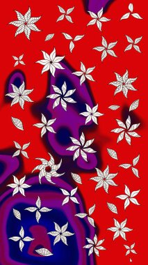 Çiçekli çizim şekli. Renkli Bahar Teması eskiz kalıbı. Düz Çiçek Elementleri Tasarımı. Kırmızı renkte çiçekler.