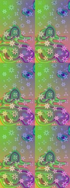 Küçük çiçekli yay deseni çiz. Raster illüstrasyonu. Suluboya tarzında yeşil renkler üzerine.