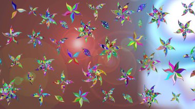 Çocuk stili. Çiçekli eskiz arkaplanı. Renkli Bahar Teması eskiz kalıbı. Düz Çiçek Elementleri Tasarımı.