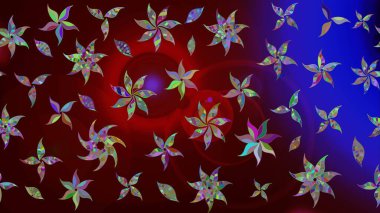 Raster illüstrasyonu. Çiçek buketleriyle klasik bir eskiz şekli. Kahverengi renklerde.