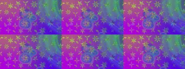 Hediye ambalaj kağıdı, tebrik kartları, posterler ve pankart tasarımı. Mor renkli çiçekler. Raster düz çiçek çizim deseni.