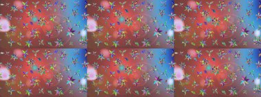 Çiçekler, dallar, bitkiler ve çiçekler. Raster illüstrasyonu. Güzel kumaş deseni. El çizimi.