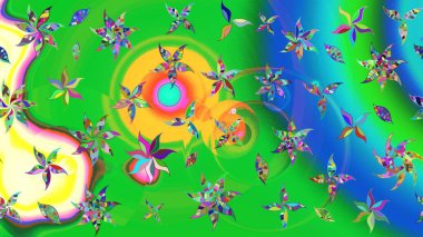 Raster - stok. Yeşil çiçekli eskiz deseni, suluboya çiçek deseni, sevimli çiçek, duvar kağıdı, kart veya kumaş için fayanslı.