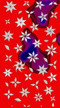 Kabile sanatı boho baskısı, klasik çiçek arkaplanı. Soyut etnik raster çizim kalıbı. Arkaplan dokusu, duvar kağıdı, kırmızı renkli çiçek teması.