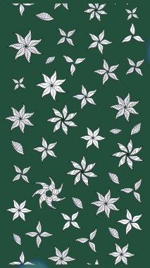 Düz Çiçek Elementleri Tasarımı. Renkli Bahar Teması eskiz kalıbı. Yeşil renkli çiçekler. Çiçekle çizim deseni.