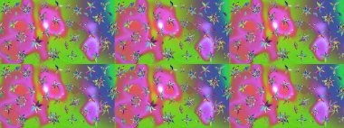 Çiçekli karalama şeklinde Raster çiçek deseni. Nazik, narin çiçek arkaplanı. Yeşil renkte çiçekler.