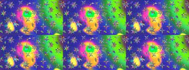 Hediye ambalaj kağıdı, tebrik kartları, posterler ve pankart tasarımı. Raster düz çiçek çizim deseni. Mavi renkte çiçekler.