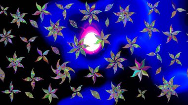 Raster düz çiçek çizim deseni. Mavi renkli çiçekler. Tasarım hediye paketi, tebrik kartları, posterler ve afiş tasarımı.