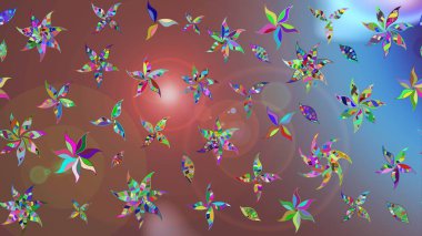 Kahverengi renkli çiçekler. Renkli Bahar Teması eskiz kalıbı. Raster illüstrasyonundaki çiçek desenli çizim. Düz Çiçek Elementleri Tasarımı.