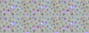 Raster illüstrasyonu. Tomurcukları çiçek olan sevimli bir çiçek deseni. Eskiz geçmişi. Eski usul. Kumaş, tekstil, duvar kağıdı baskısı için. Raster..