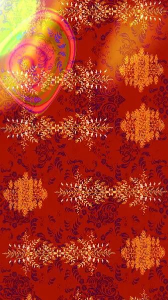 Soyut etnik raster çizim kalıbı. Kabile sanatı boho baskısı, klasik çiçek arkaplanı. Arkaplan dokusu, duvar kağıdı, kırmızı, turuncu ve sarı renkli çiçek teması.